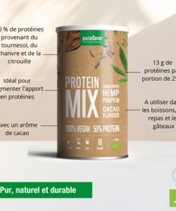 Pumpkin plant proteins - Sunflower - Chanve - Flavor Cocoa BIO, 400 g